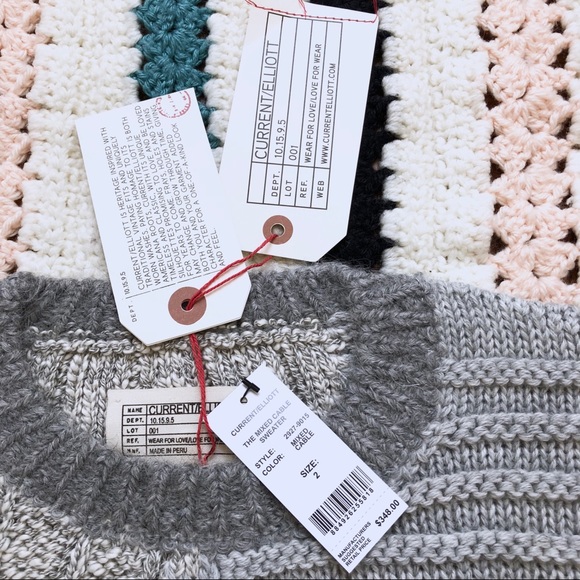 Current/Elliott Mixed Cable Sweater Chunky Knit - Picture 6 of 8